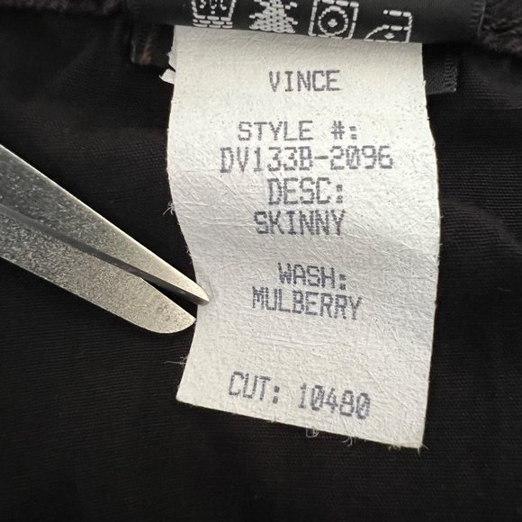 Vince Skinny Jeans Mulberry Purple Mid Rise Stretch DV133B-2096 size 27 - Picture 11 of 12